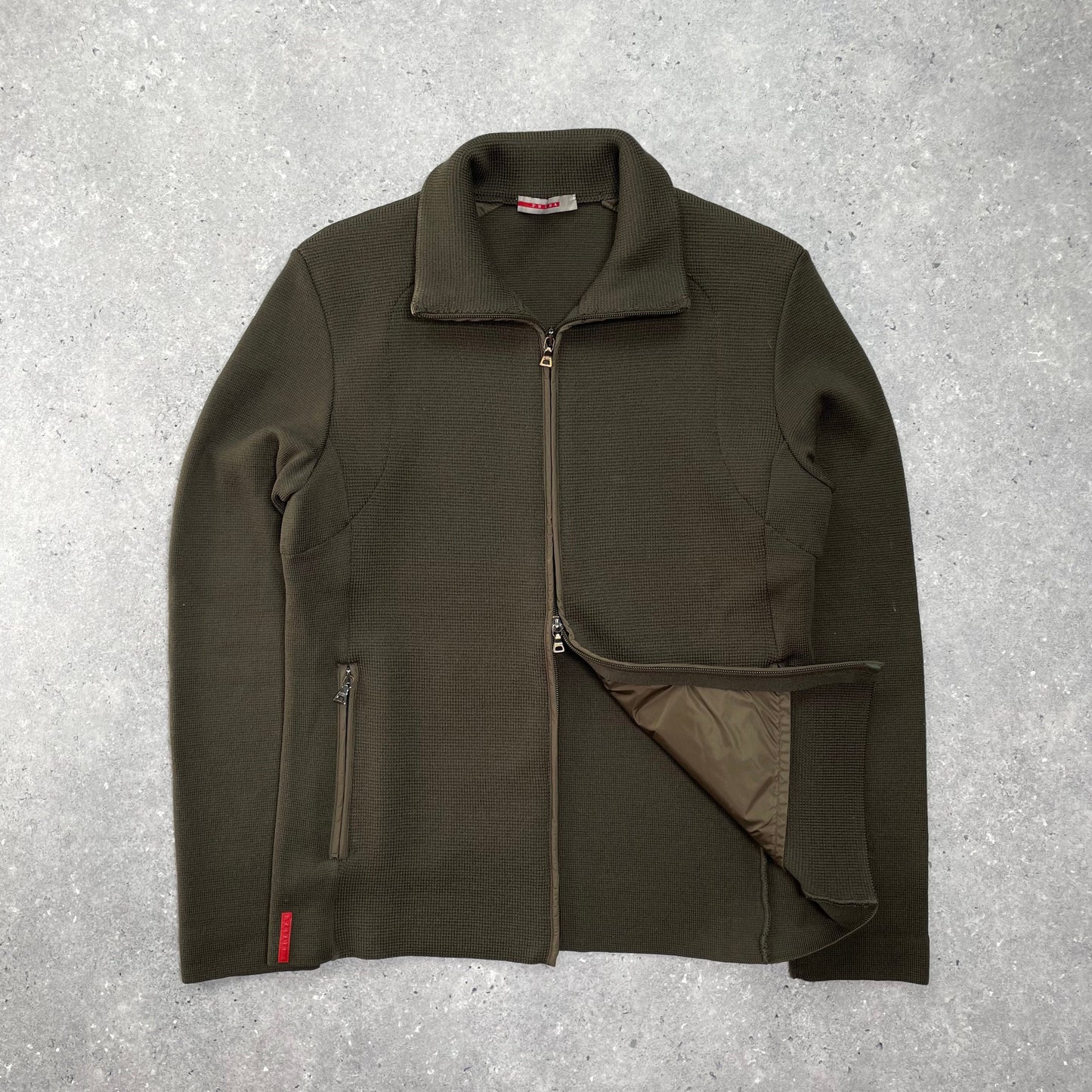 Prada Sport Moss Green Zip-Through Knit Jumper IT46 | Small, Green