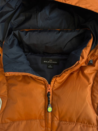 Balenciaga Orange Contrast Trim Down Quilt Puffer Jacket