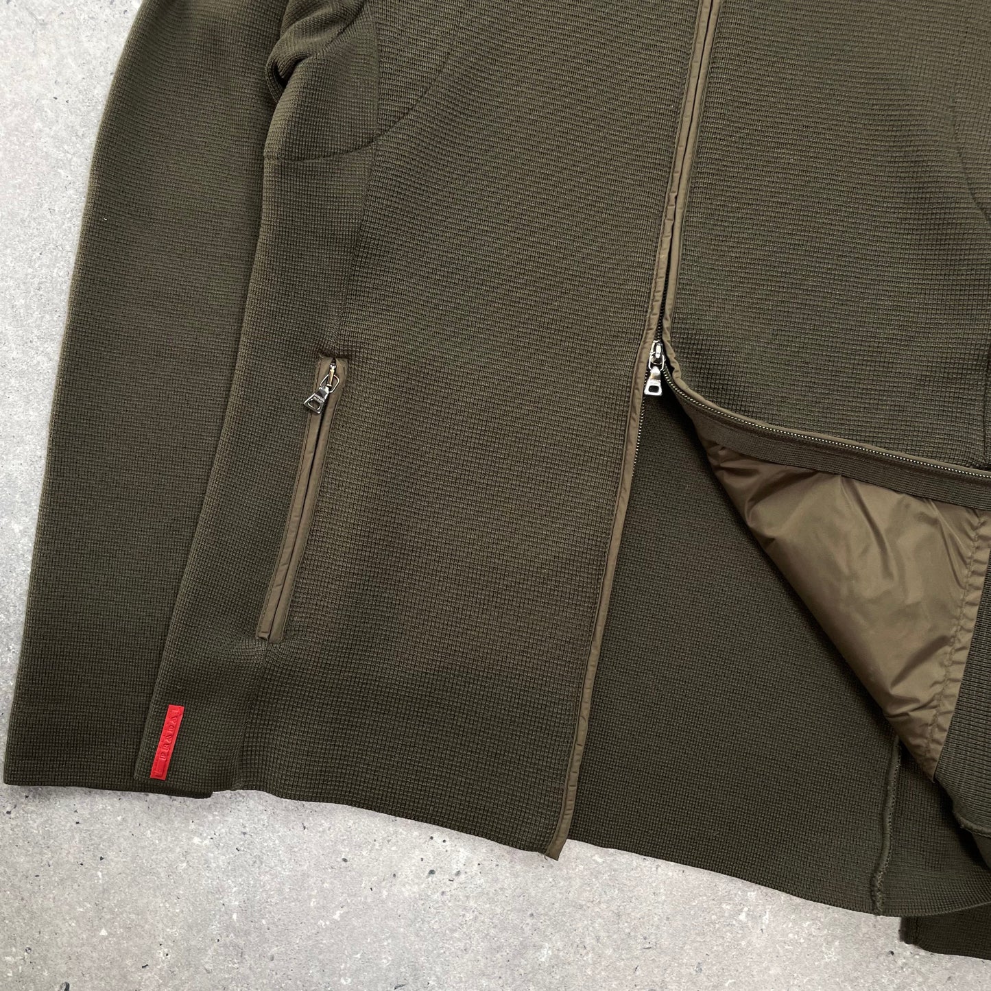 Prada Sport Moss Green Zip-Through Knit Jumper IT46 | Small, Green