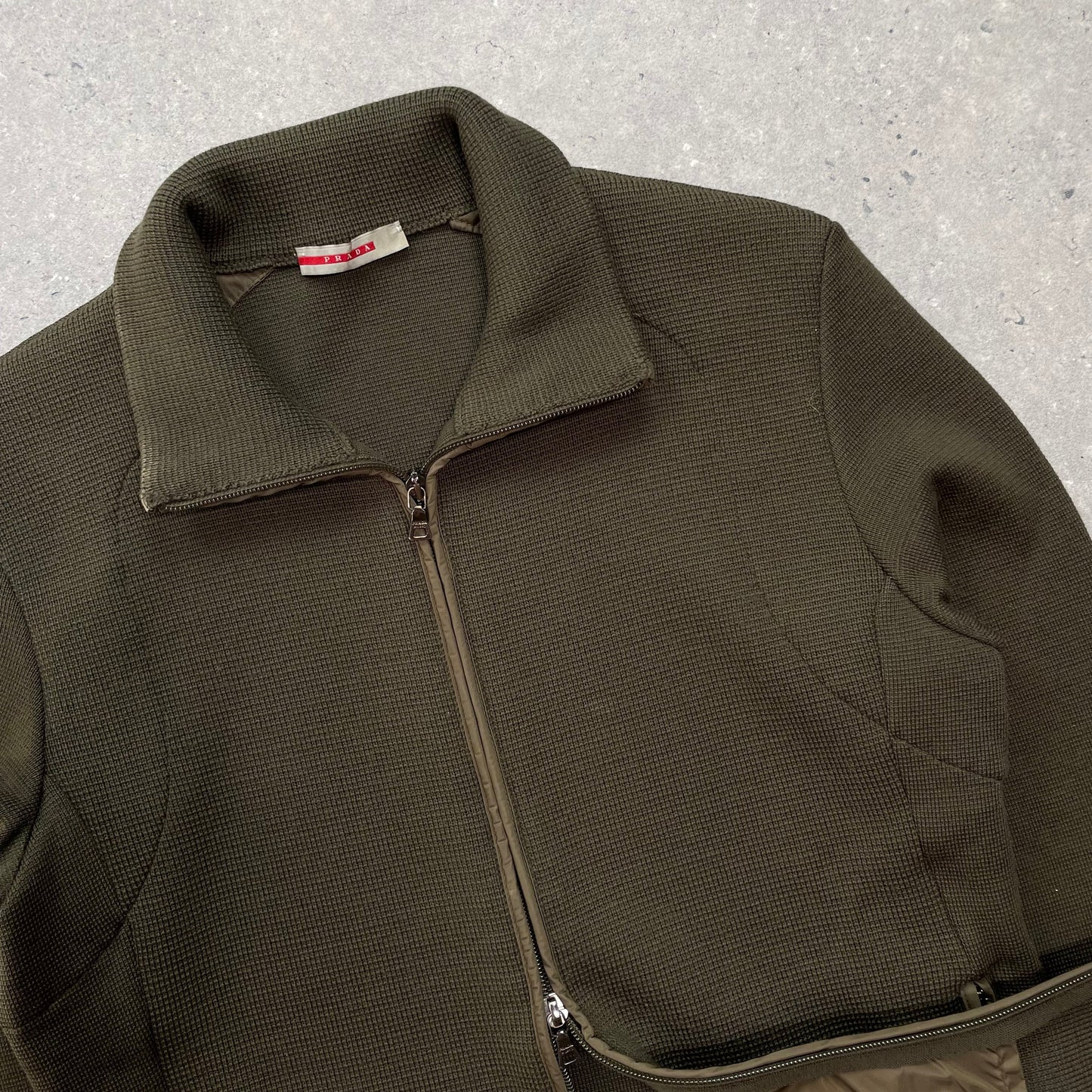 Prada Sport Moss Green Zip-Through Knit Jumper IT46 | Small, Green