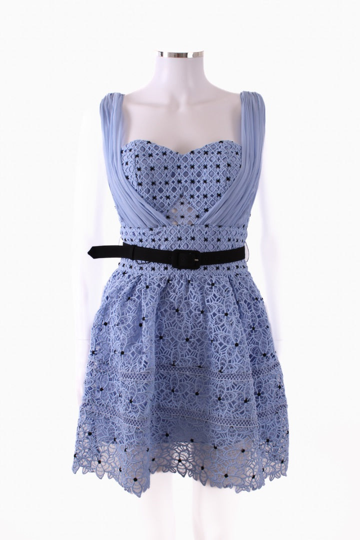 Self Portrait Starlet Rose Lace Dress Blue UK 4 | Default Title, Multicoloured