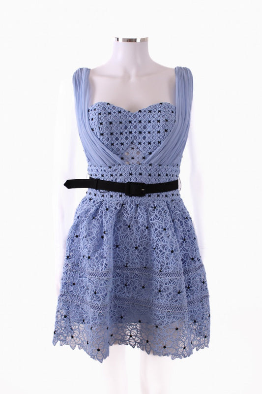 Self Portrait Starlet Rose Lace Dress Blue UK 4 | Default Title, Multicoloured