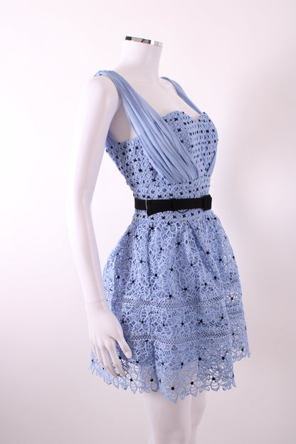 Self Portrait Starlet Rose Lace Dress Blue UK 4 | Default Title, Multicoloured