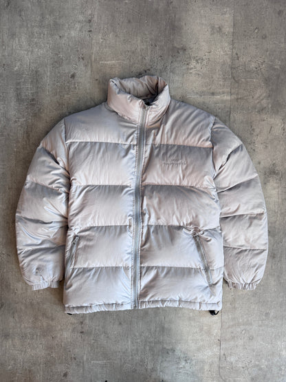 Balenciaga Grey Embroidered Down Quilted Tech Puffer Jacket