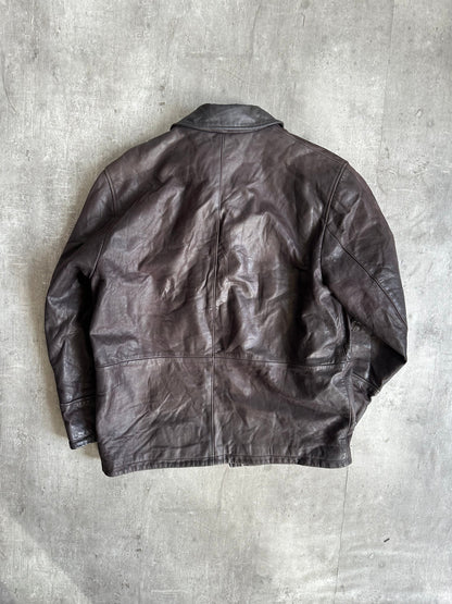 Burberry Brown Soft Leather Nova Lined Chore Jacket