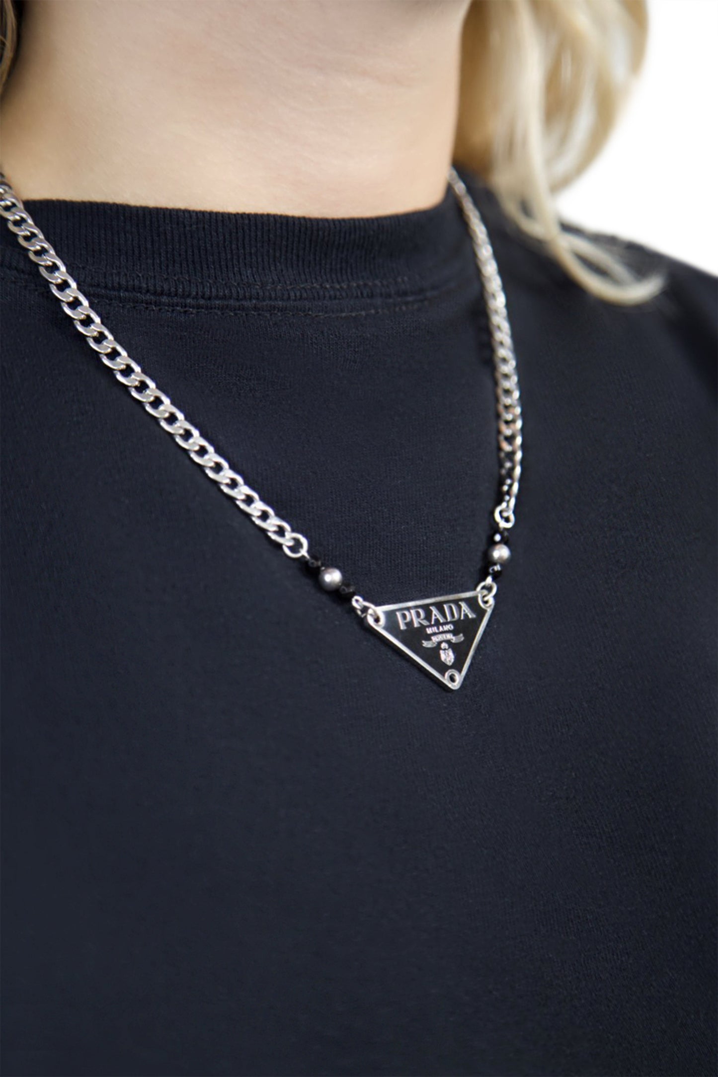 VT Rework: Prada Black Pendent Beaded Necklace