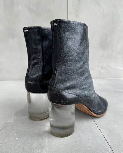 MAISON MARTIN MARGIELA LEATHER & LUCITE HEEL TABI BOOTS - EU 37.5 | UK 4.5, Black