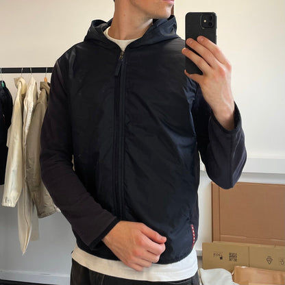 Prada Sport Navy Nylon Panel Hoodie | X-Large, Navy