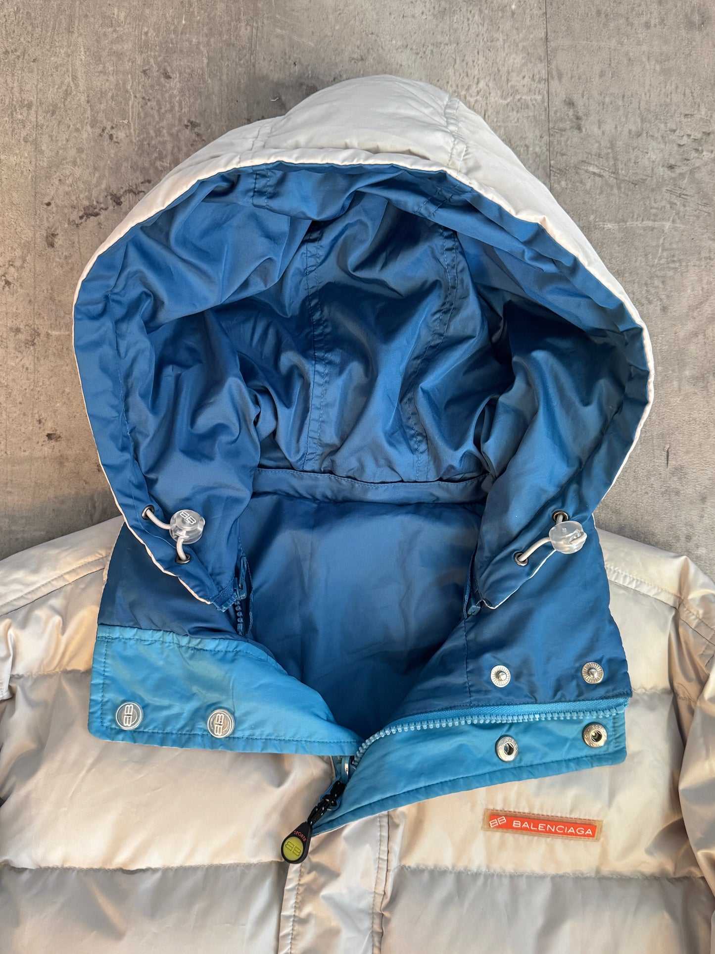 Balenciaga Blue Reversible Duck Down Technical Puffer Jacket