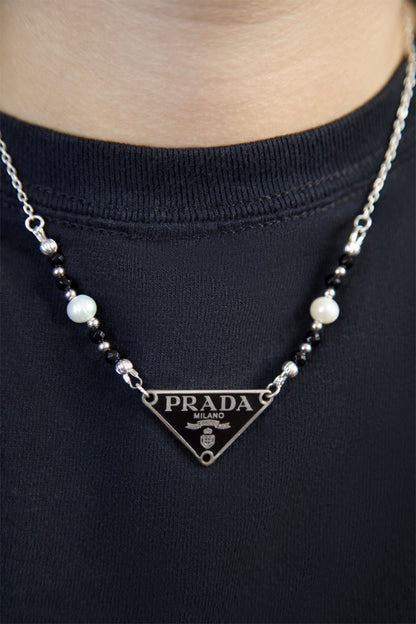 VT Rework: Prada Black Pendent Pearl Beaded Necklace