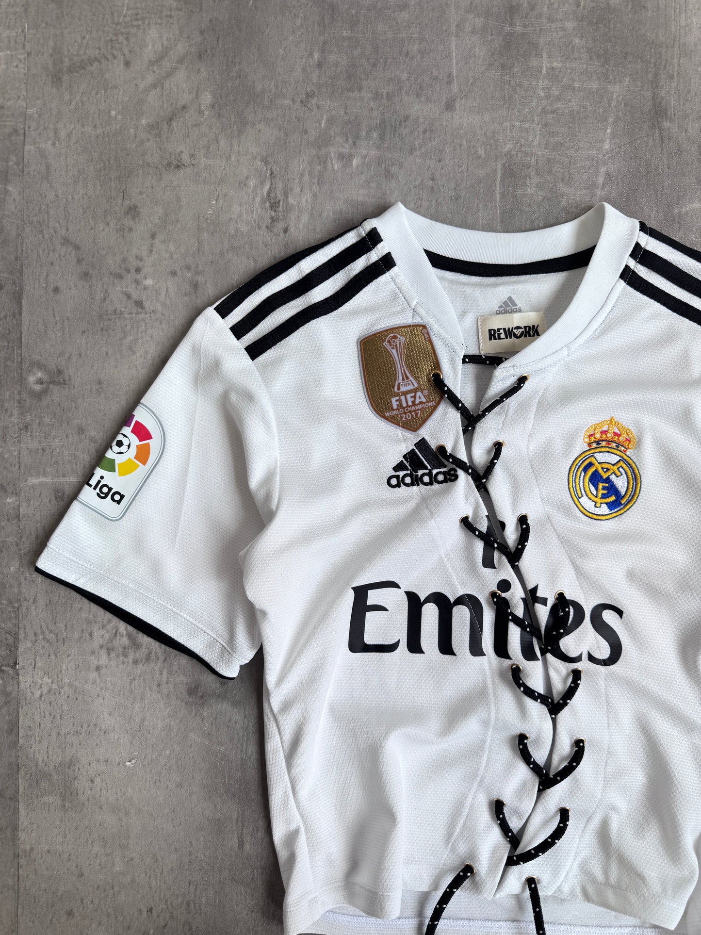 VT Rework: Real Madrid x Adidas "  Asymmetric Tie Closure Top