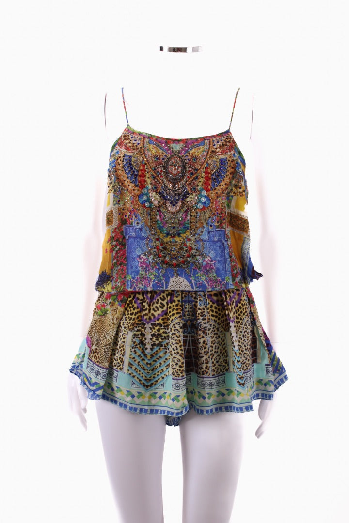 Camilla Print/ Rhinestone Playsuit Multi XS | Default Title, Multi