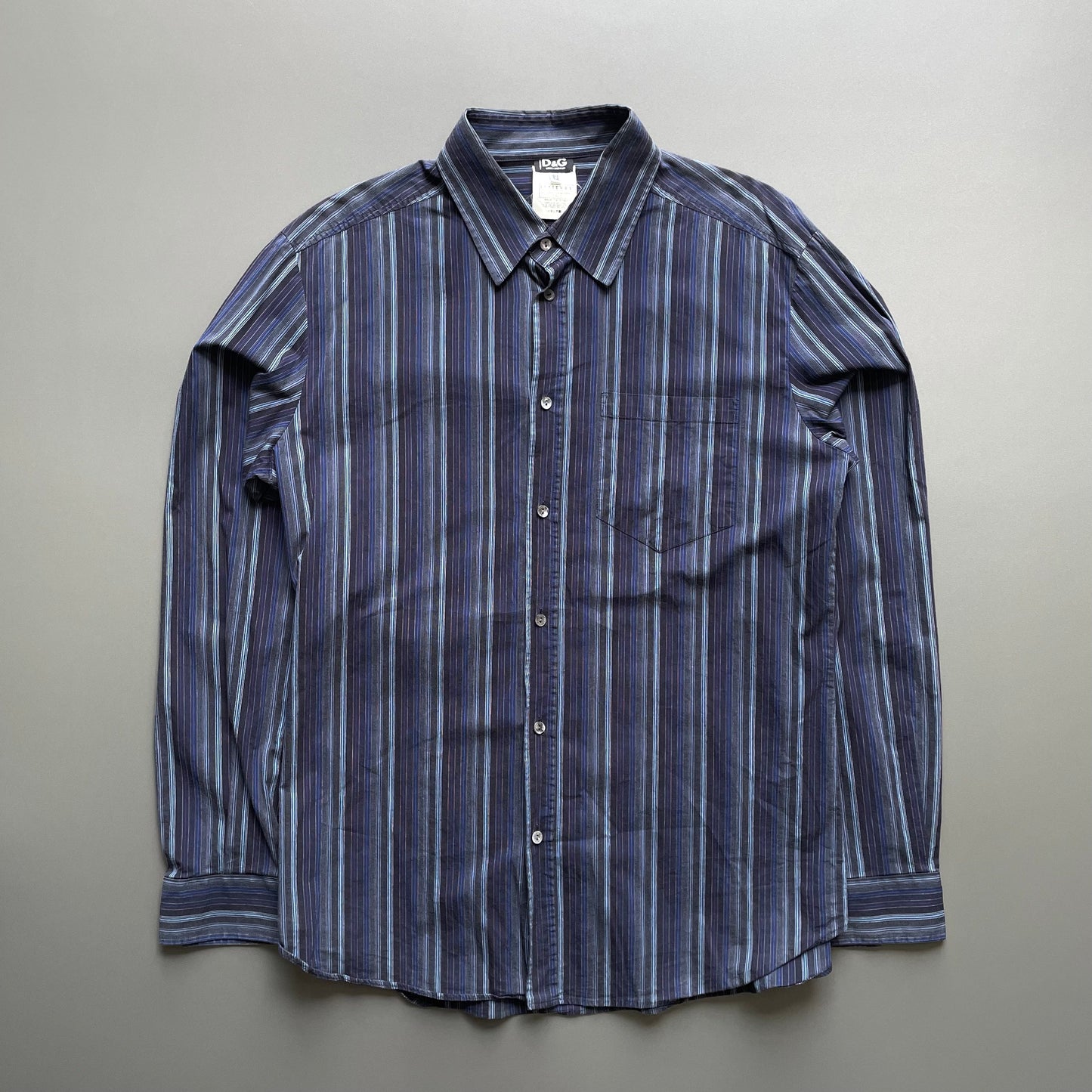 Dolce&Gabbana Men's Blue and Navy Shirt | X-Large, Multicoloured