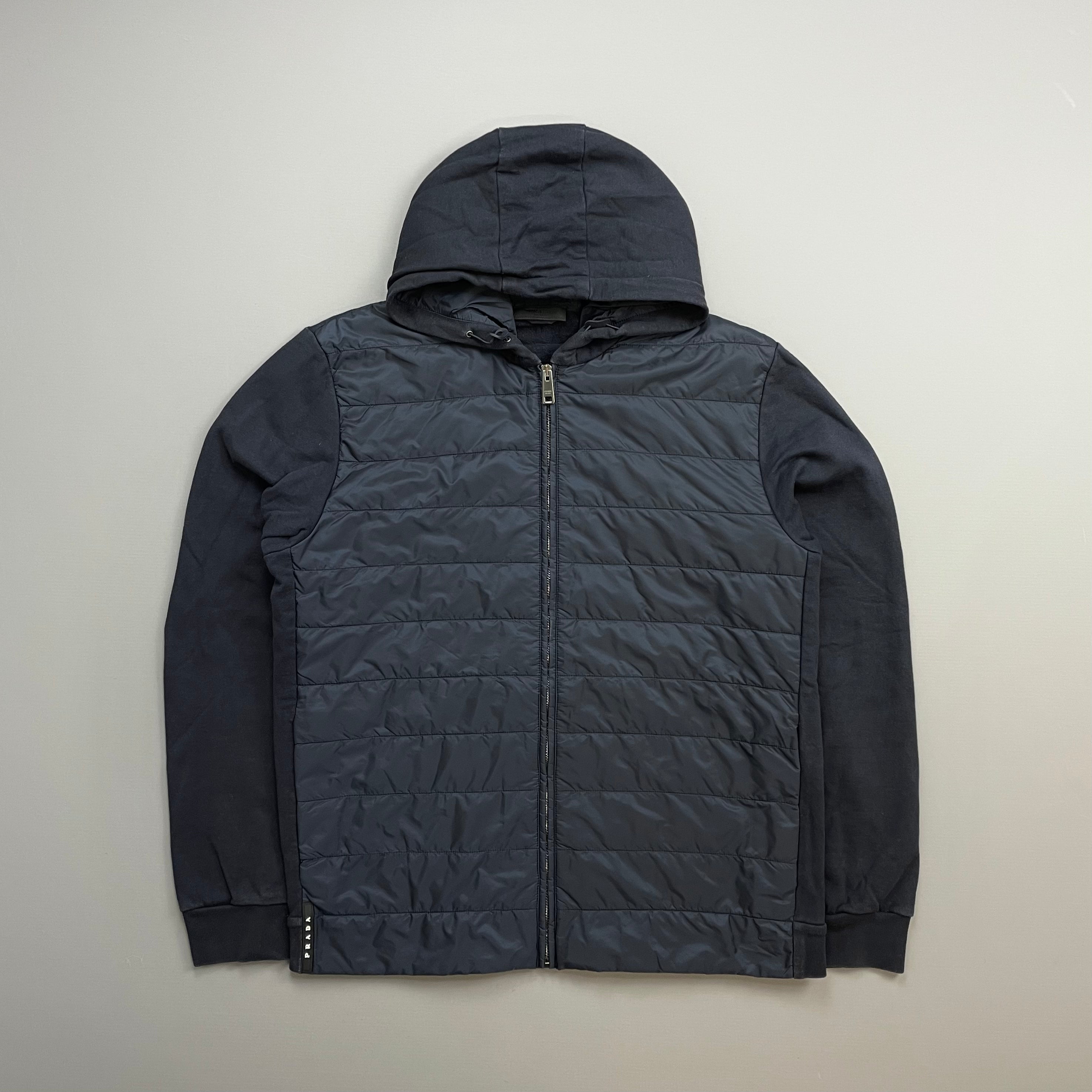Prada Sport Navy 2019 Nylon Padded Hybrid Hooded Jacket – Known Source Prada Sport Navy 2019 Nylon Padded Hybrid Hooded Jacket – Known Source