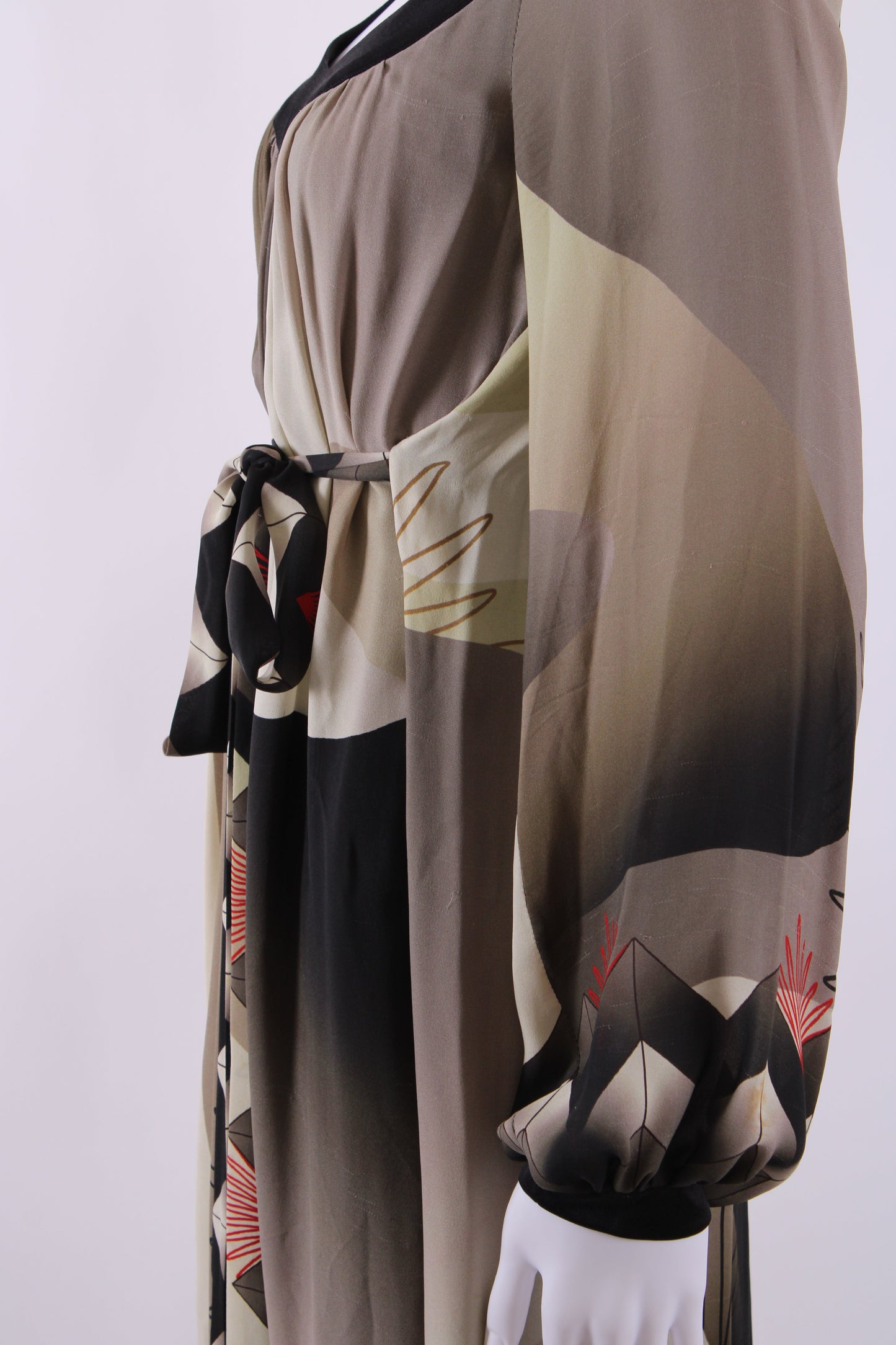 Arnett Sarah long sleeve silk print dress Black, green and red 10 | Default Title, Multicoloured