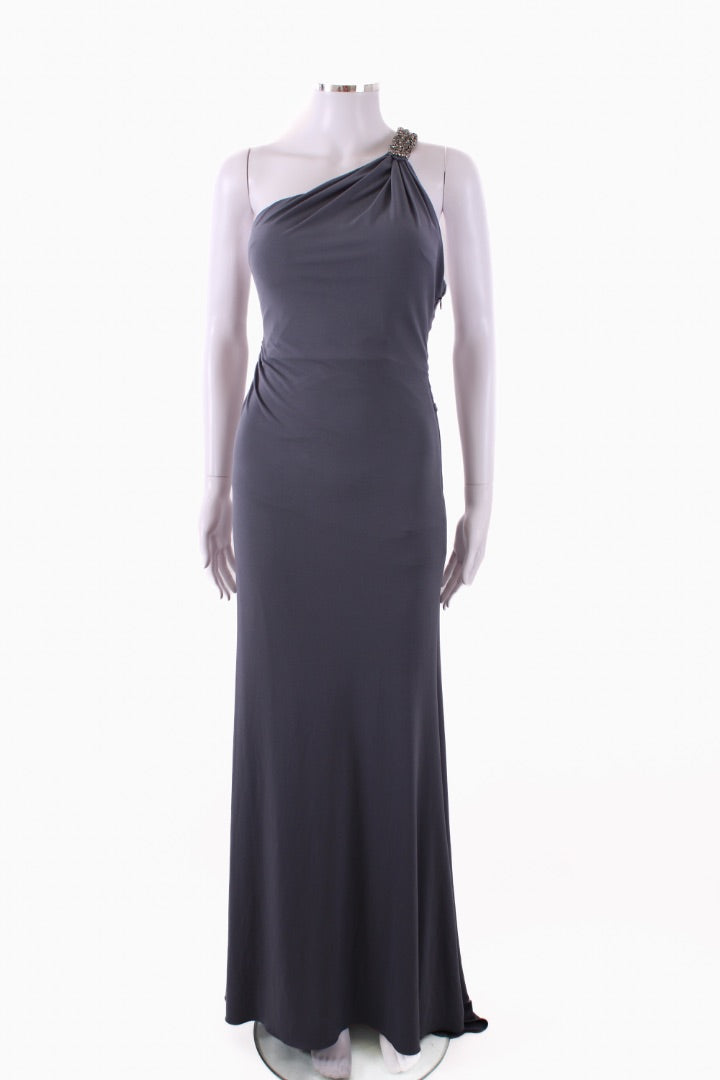 Sherri Hill One Shoulder Jewelled Maxi Dress Grey S | Default Title, Grey