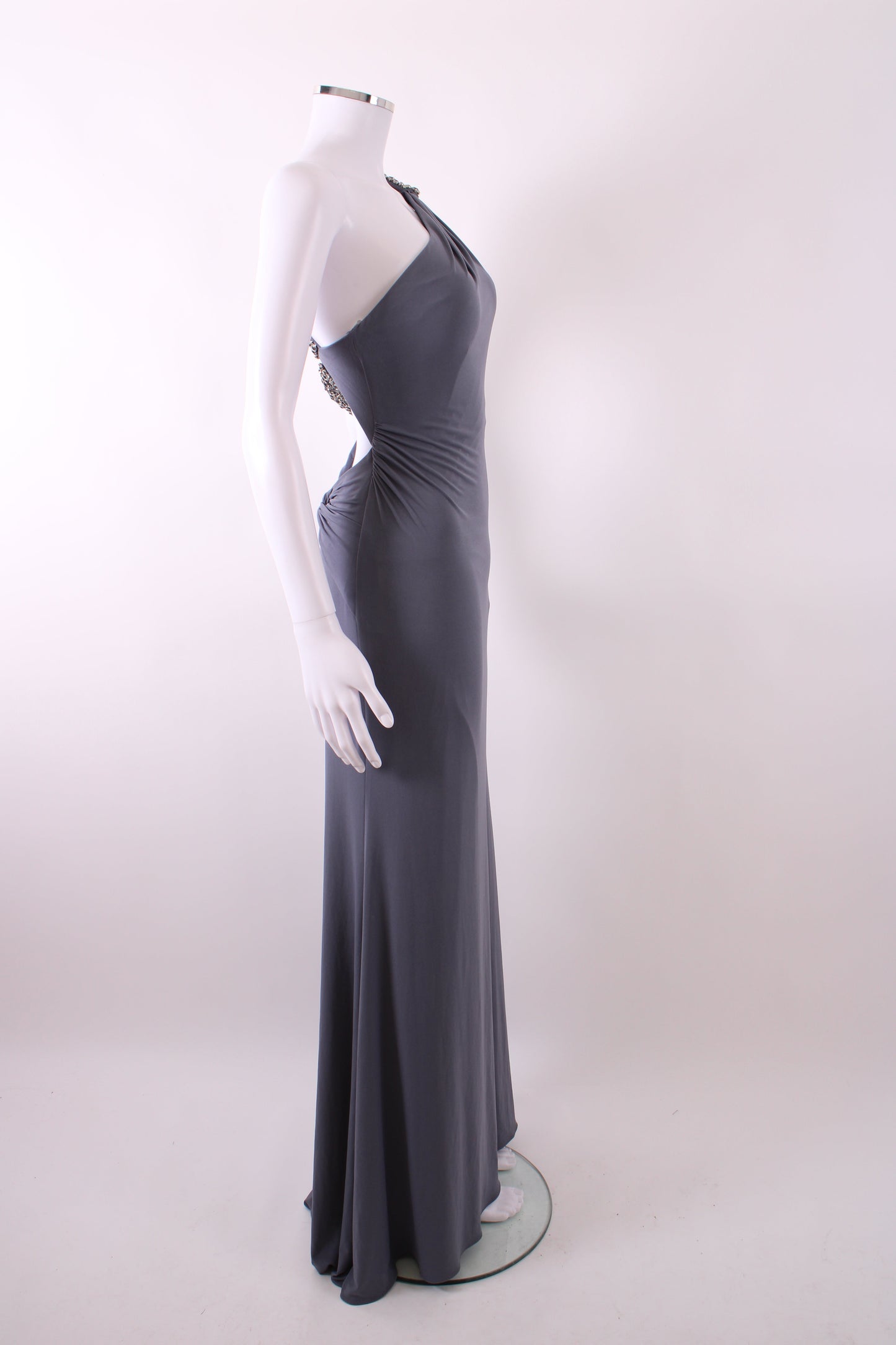 Sherri Hill One Shoulder Jewelled Maxi Dress Grey S | Default Title, Grey