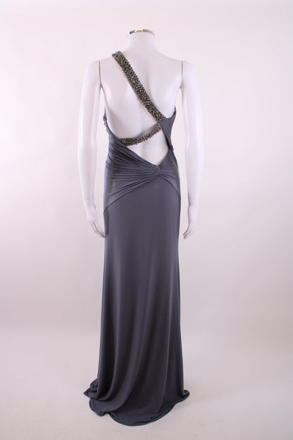 Sherri Hill One Shoulder Jewelled Maxi Dress Grey S | Default Title, Grey