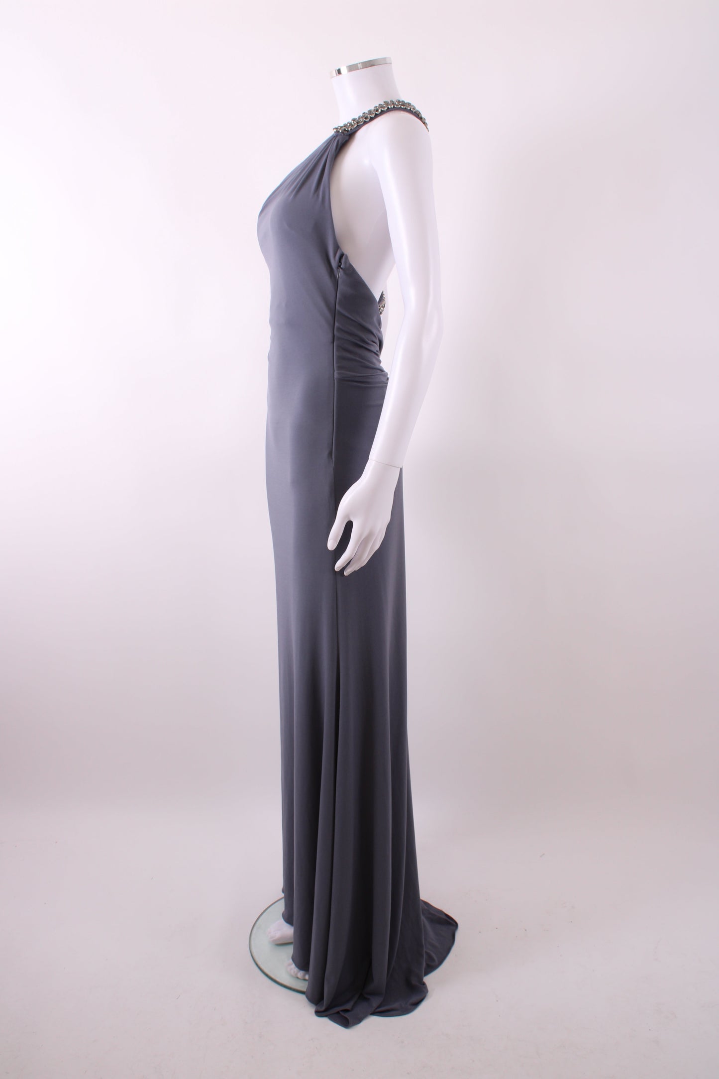 Sherri Hill One Shoulder Jewelled Maxi Dress Grey S | Default Title, Grey