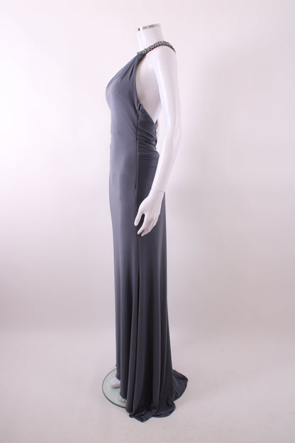Sherri Hill One Shoulder Jewelled Maxi Dress Grey S | Default Title, Grey
