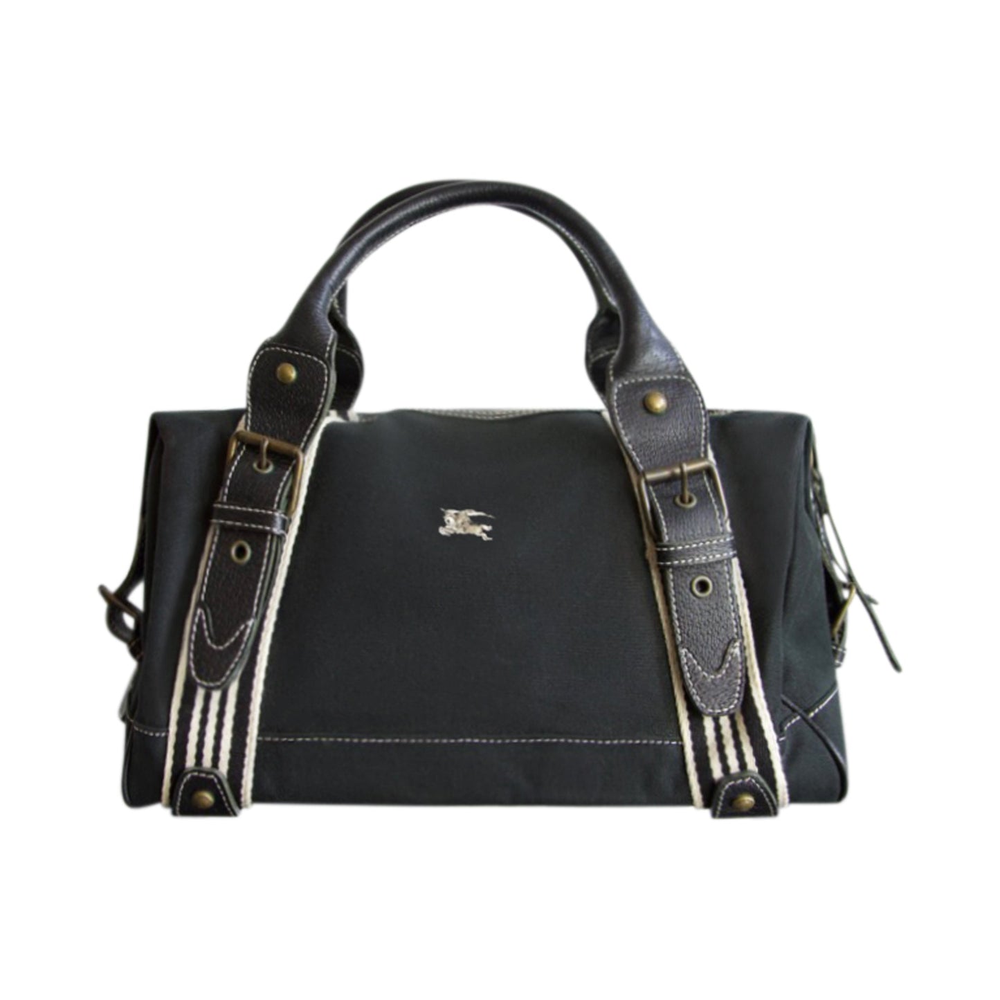 Burberry Logo Embroidered Canvas Shoulder Bag