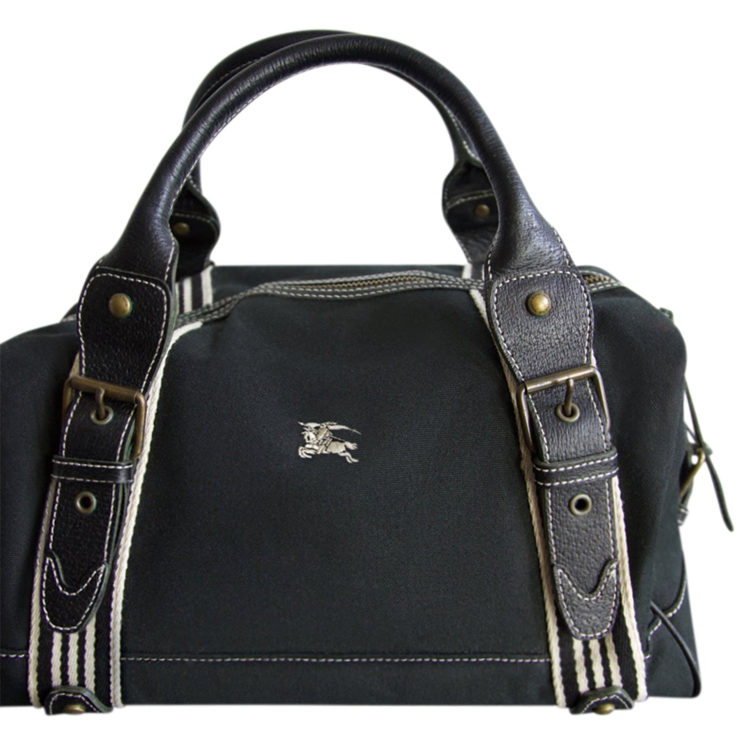 Burberry Logo Embroidered Canvas Shoulder Bag