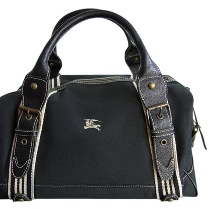 Burberry Logo Embroidered Canvas Shoulder Bag