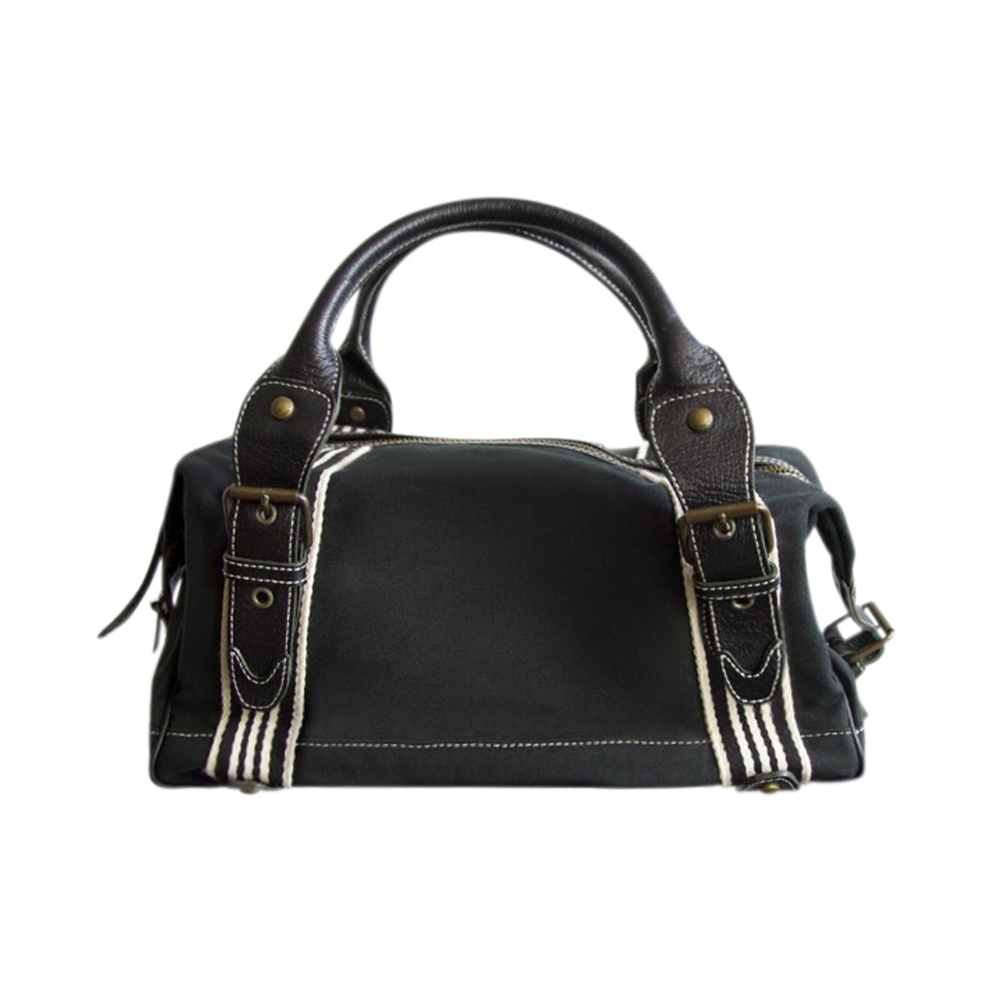 Burberry Logo Embroidered Canvas Shoulder Bag