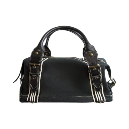 Burberry Logo Embroidered Canvas Shoulder Bag