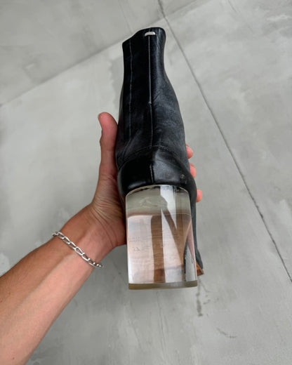 MAISON MARTIN MARGIELA LEATHER & LUCITE HEEL TABI BOOTS - EU 37.5 | UK 4.5, Black