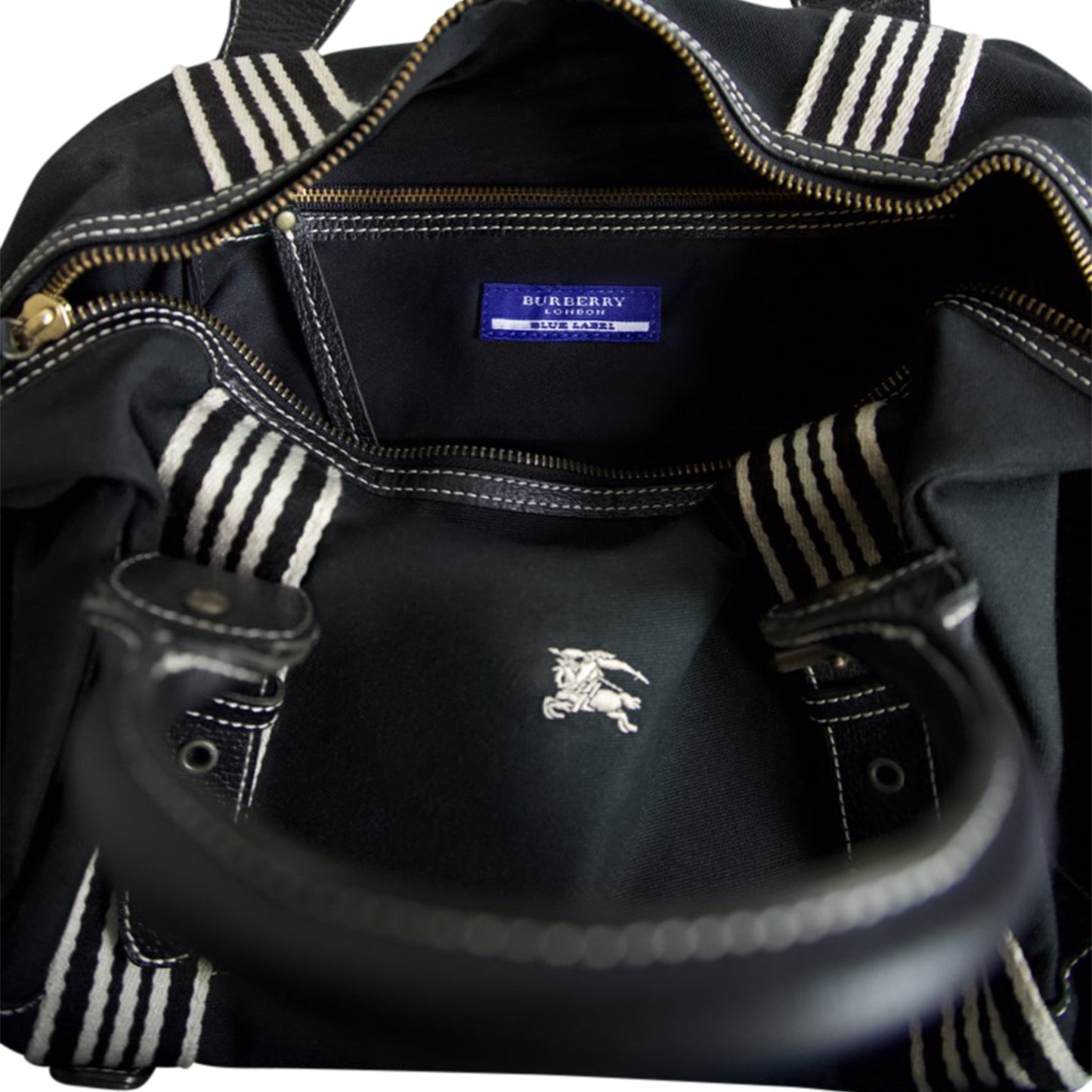 Burberry Logo Embroidered Canvas Shoulder Bag