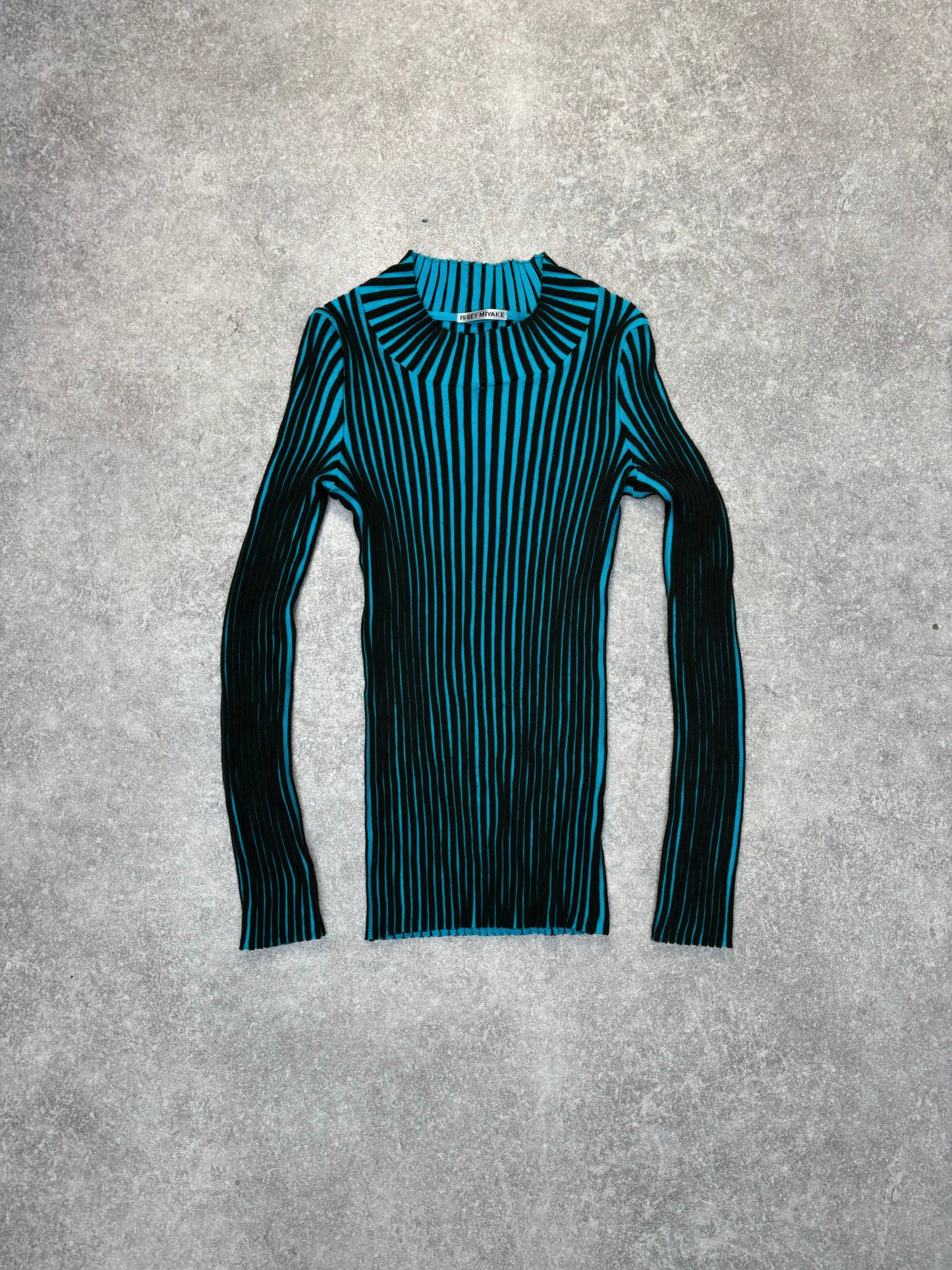 Issey Miyake Ribbed Long Sleeve Mock Neck.