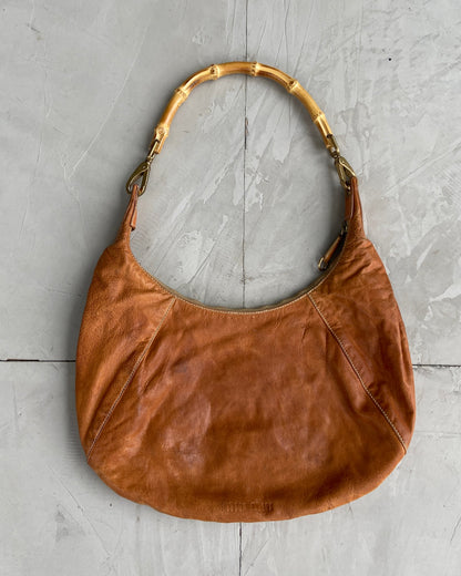 MIU MIU LEATHER BAMBOO HANDLE SHOULDER BAG | O/S, Brown