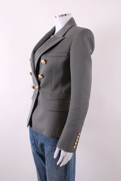 Balmain Double Breasted Gold Button Blazer Grey 36 | Default Title, Gold
