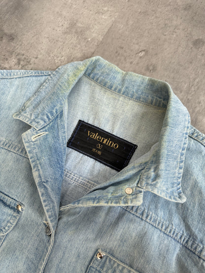 Valentino Light Wash Denim Boxy Chore Jacket