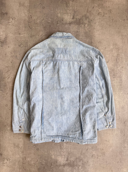 Valentino Light Wash Denim Boxy Chore Jacket