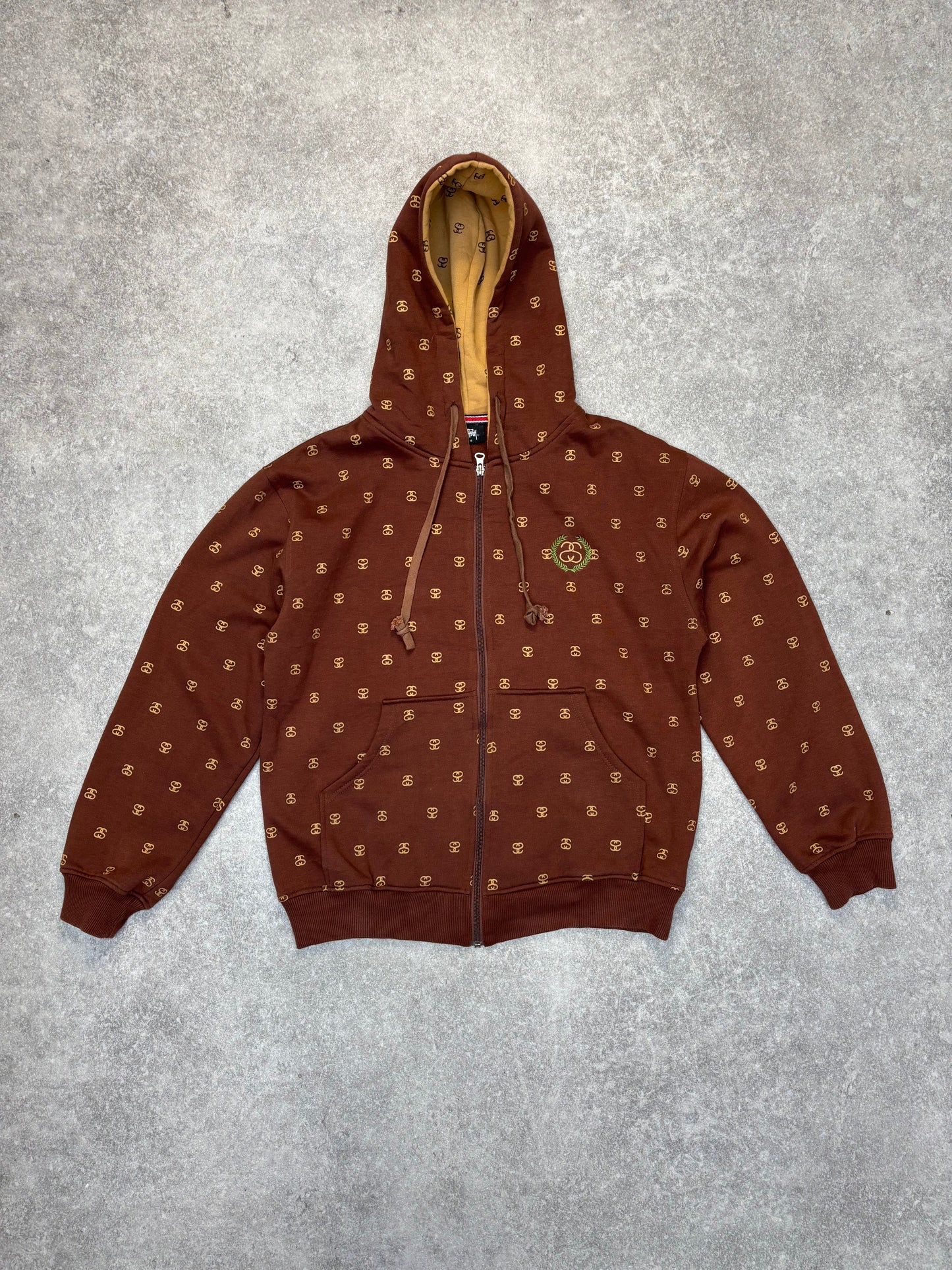 Stussy Brown Monogram Zip up Hoodie