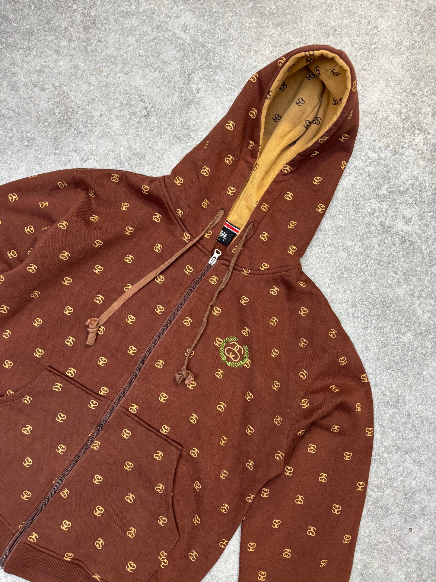 Stussy Brown Monogram Zip up Hoodie