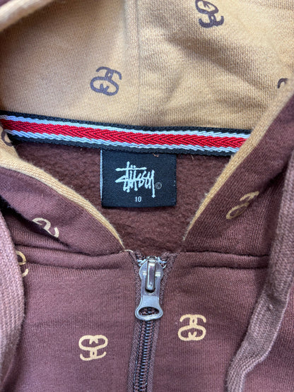 Stussy Brown Monogram Zip up Hoodie