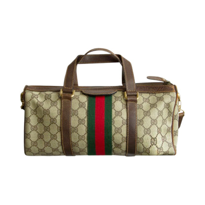 Gucci Vintage 80's Supreme GG Canvas Leather Boston Bag