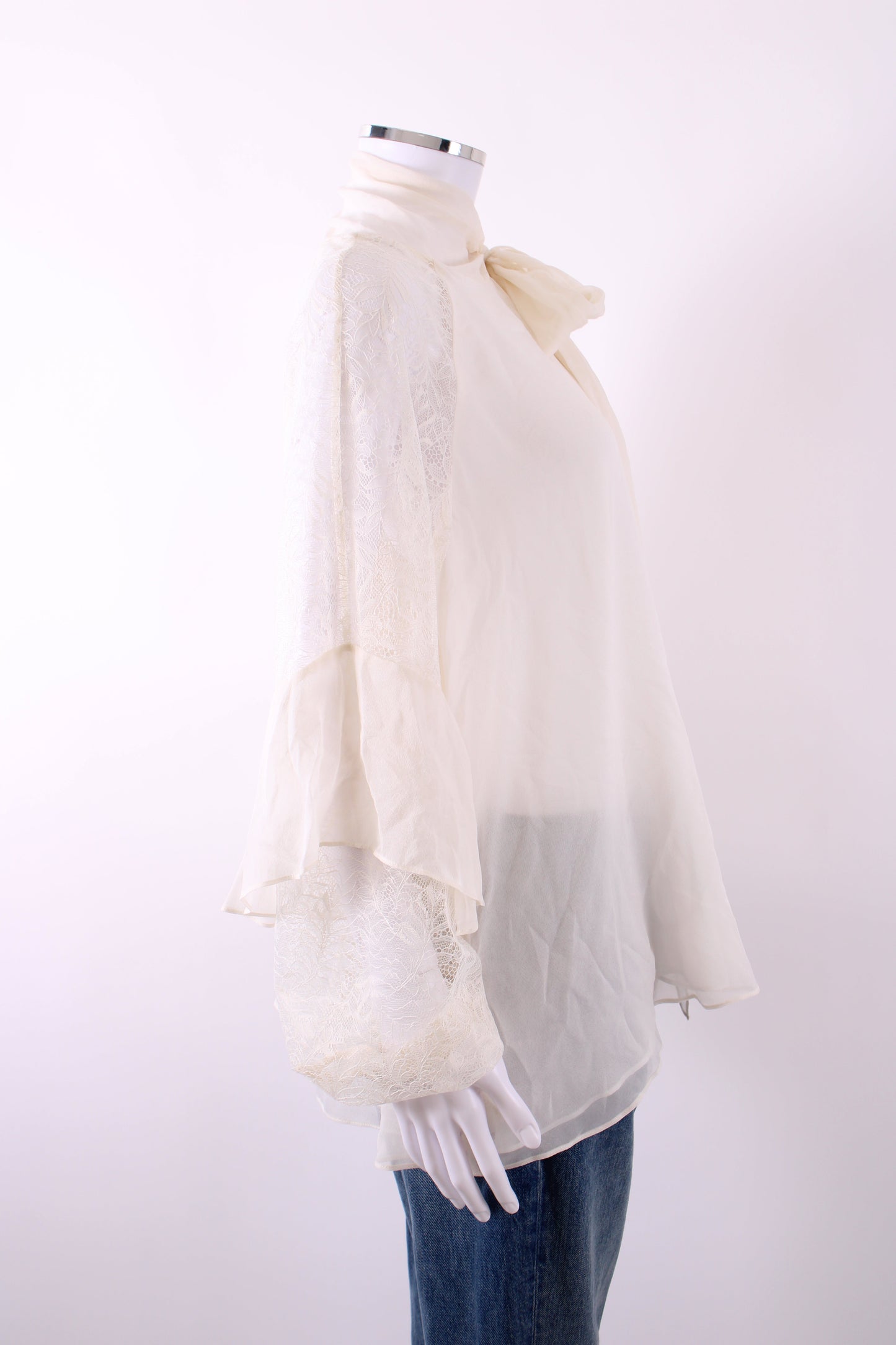 Diane Von Furstenberg Lace Silk Sleeve Blouse White M | Default Title, White