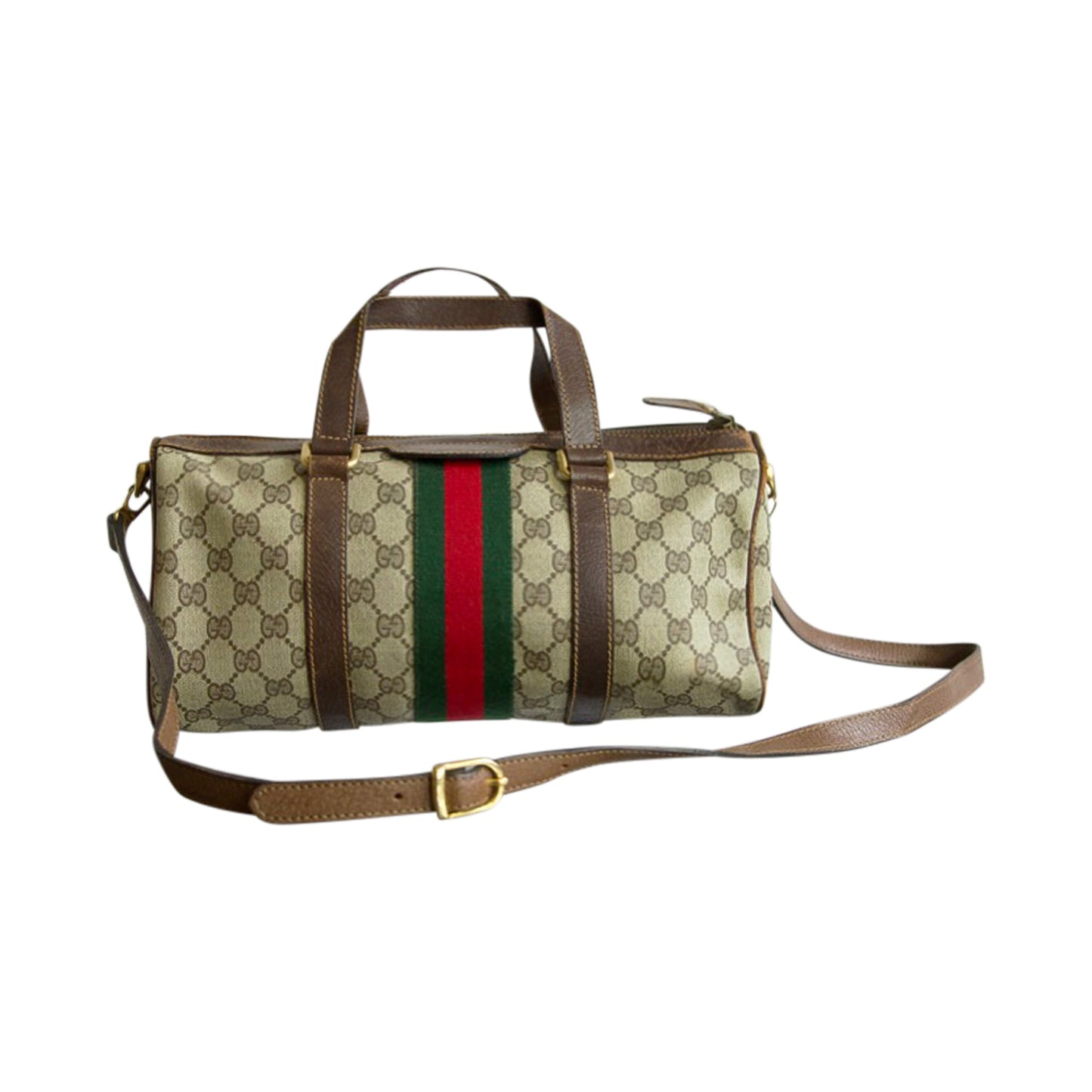 Gucci Vintage 80's Supreme GG Canvas Leather Boston Bag