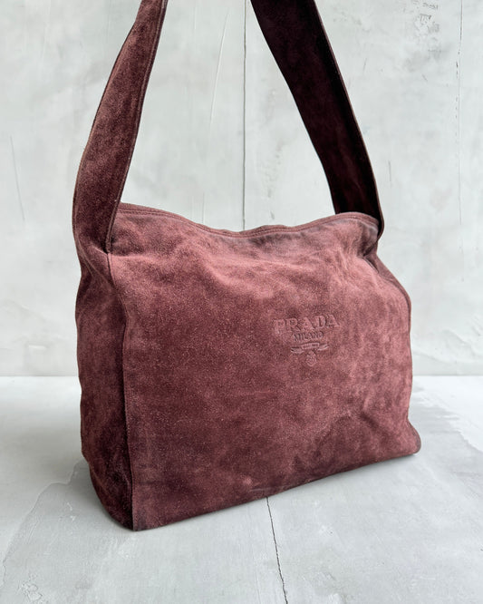 Prada Suede Leather Hobo Bag | O/S, Brown