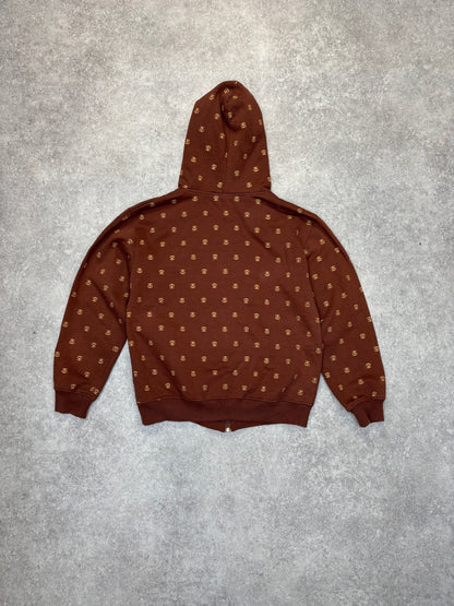 Stussy Brown Monogram Zip up Hoodie