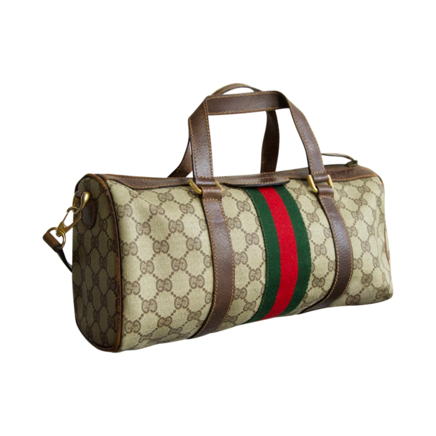 Gucci Vintage 80's Supreme GG Canvas Leather Boston Bag