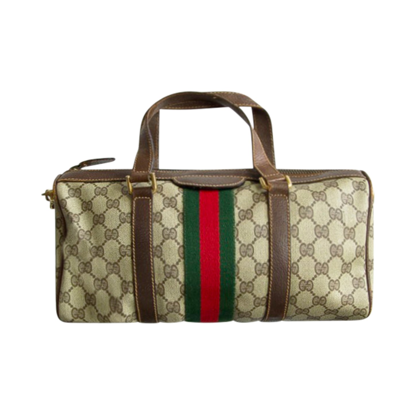 Gucci Vintage 80's Supreme GG Canvas Leather Boston Bag