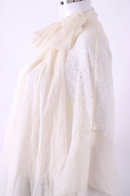 Diane Von Furstenberg Lace Silk Sleeve Blouse White M | Default Title, White