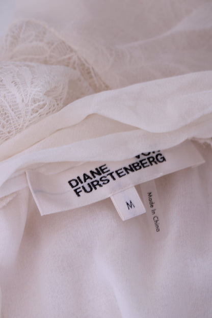 Diane Von Furstenberg Lace Silk Sleeve Blouse White M | Default Title, White