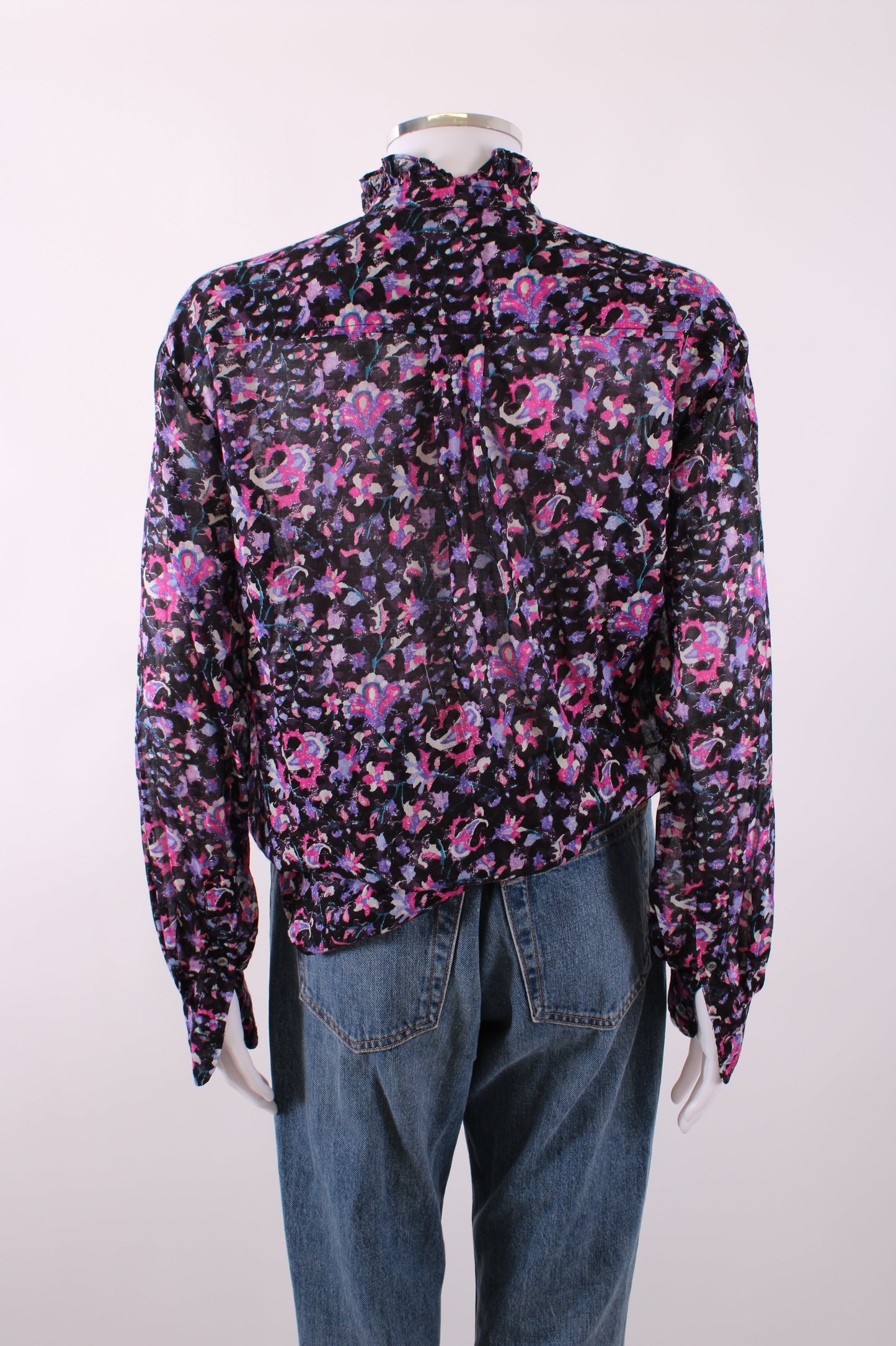 Isabel Marant Etoile L/S Floral Blouse Black/ Purple 6 | Default Title, Black