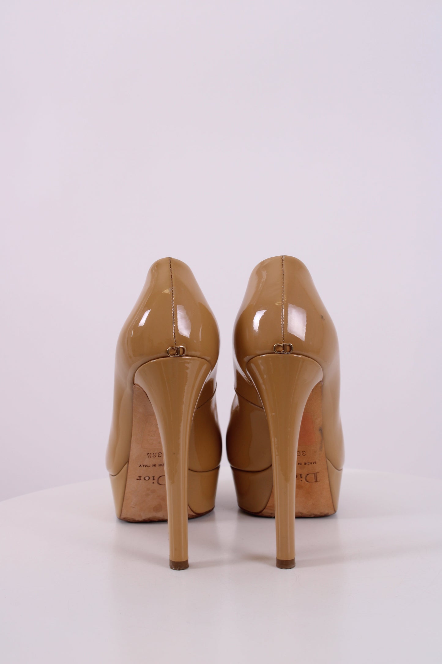 Christian Dior Beige Peep Toe Heels | DEFAULT TITLE, Beige